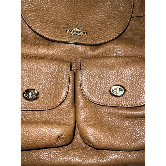 COACH F37410 Billy Brown Backpack Leather Gold Hardware Drawstring Backpack Bag - Picture 4 of 16